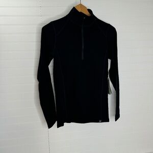 NEW ibex Women's Woolies Tech Long Sleeve 1/4 Zip Black Small